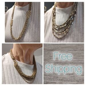 Bundle of gold necklaces. Talbot's, Chicos, and Lia Sophia. Free Shipping